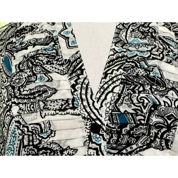 CHICO'S Long Sleeve Semi-Sheer Paisley Button Up Pleated Blouse Shirt Sz 3 XL - Picture 5 of 6